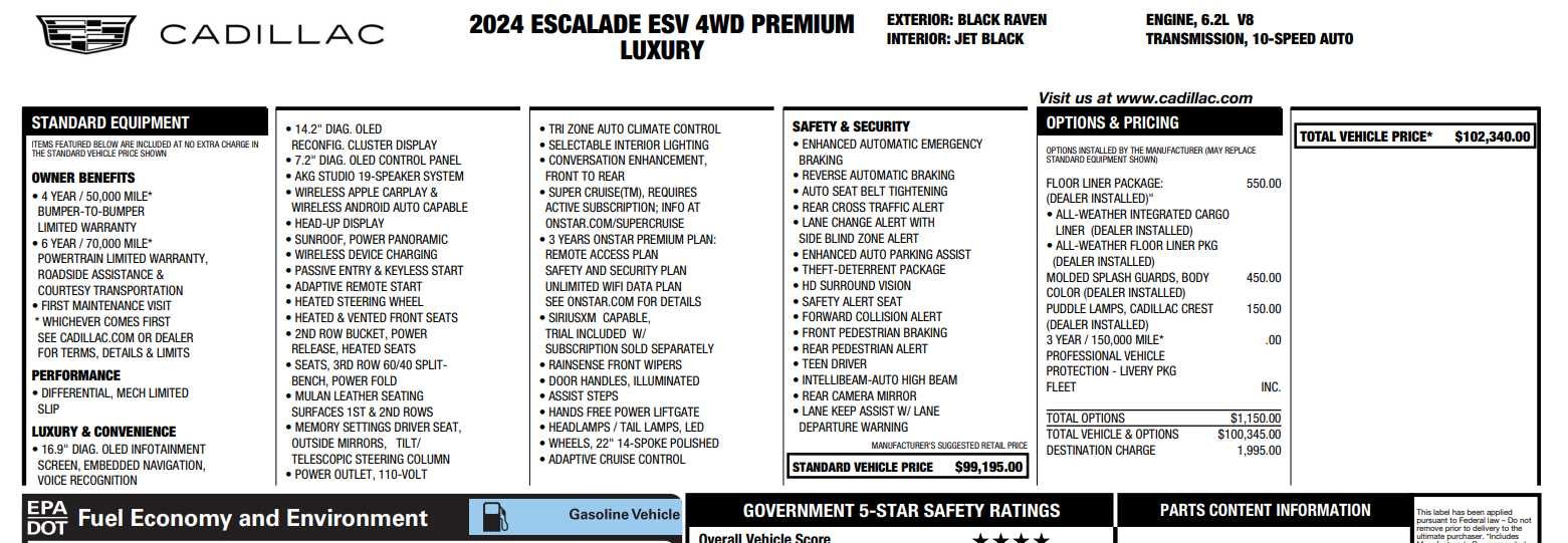 2024 Cadillac Escalade ESV Premium Luxury