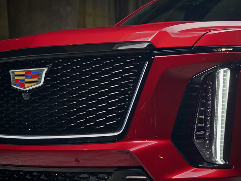 Close-Up of the 2025 Escalade-V Grille and Slimline LED Headlights
