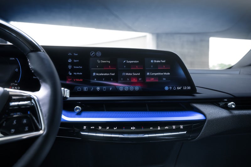 The 2026 OPTIQ-V Display Screen Displaying the V-Mode Settings | Colonial Cadillac in Woburn MA