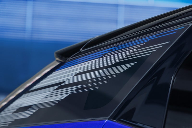 Close-up of the Modern Pattern on the 2026 OPTIQ-V Rear Quarter Glass | Colonial Cadillac in Woburn MA